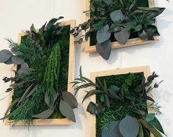 Frame made of preserved plants - Sold individually or in triptych, Eternal plant, foliage, decorative frame to hang