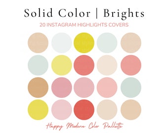 Copertine di evidenziazione instagram colorate, icone della storia instagram a tinta unita, marchio moderno brillante, tavolozza dei colori estivi, giallo, rosa, blu