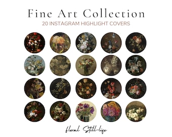 Copertina floreale della storia di Instagram / Belle Arti Floreali Instagram Highlight Icons / Vintage Art Download / Boho Flowers
