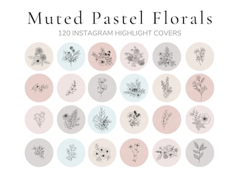 Botanica Instagram Story Highlight Icone di copertina / Pastello Instagram Highlight Icons / Sfondi storia floreale / Social Media Branding