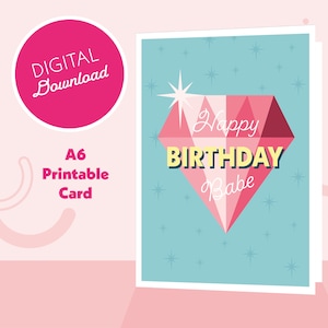 Buon compleanno Babe carta stampabile I Biglietto di compleanno digitale I Biglietto d'auguri I Scaricabile I Biglietto vuoto I Biglietto di compleanno Amico I Bestie