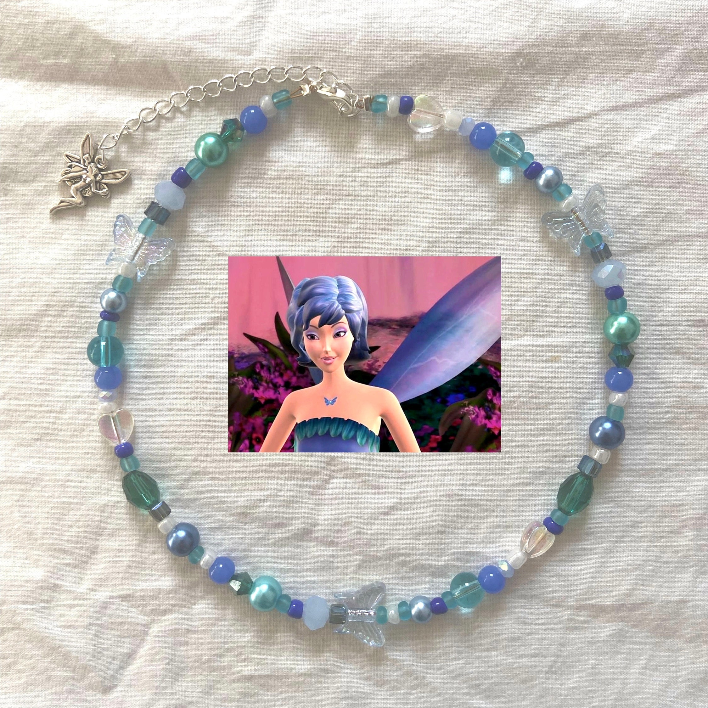The Azura Beaded Necklace Handmade Jewelry Barbie Fairytopia Pearl Butterfly Fairycore Cottagecore Y2K Flower Fairy Silver Blue Gold Etsy Ireland