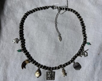 Silver Pearl Charm Necklace