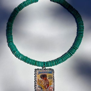 Vintage Briefmarken Halskette