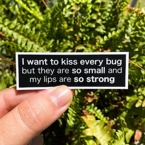 I Want To Kiss Every Bug (Small) Sticker, 3x1 in - Hydro flask sticker/Laptop decal/Waterproof/Weatherproof/Car sticker