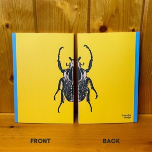 Goliath Beetle Yellow Blank Lined Notebook, 6x9 inches, 120 pages - Matching Sticker Available - Insect/Gift/Notebook/Journal/Paperback
