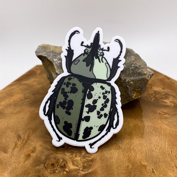 Hercules/Rhino Beetle Sticker, 1.92x3 in - Hydro flask sticker/Vinyl/Laptop decal/Waterproof sticker/Weatherproof sticker/Car sticker