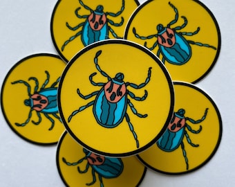 Pegatina de vinilo de garrapata americana, resistente a la intemperie para coche (5 x 5 cm)