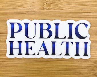 Calcomanía de vinilo azul de Salud Pública, impermeable (7,6 x 3,5 cm)