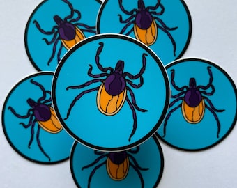 Pegatina de vinilo de garrapata de ciervo, impermeable y resistente a la intemperie (5 x 5 cm)