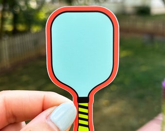 Pegatina de paleta de pickleball azul agua, vinilo impermeable