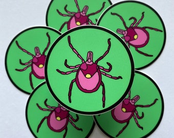 Pegatina de vinilo de garrapata estrella solitaria, impermeable y resistente a la intemperie (5 x 5 cm)