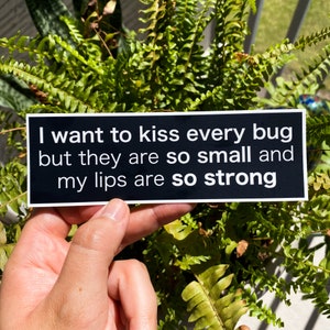 I Want To Kiss Every Bug (Large) Sticker, 6x1.98 in - Hydro flask sticker/Laptop decal/Waterproof/Weatherproof/Car sticker