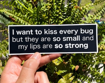 Pegatina "Quiero besar a todos los insectos" (grande), 15 x 5 cm (6 x 1,98 in), para botella de agua, portátil, resistente al agua, resistente a la intemperie y para coche