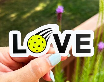 Pickleball LOVE Sticker, 4x1.58 in - Pegatina de matraz hidráulico/Calcomanía para computadora portátil/Impermeable/Resistente a la intemperie/Etiqueta engomada del coche