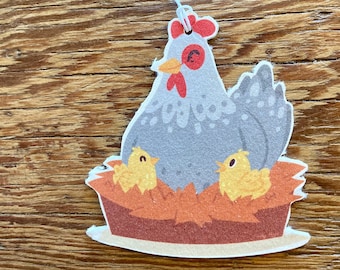 Silka the Sitting Hen ~ Die-Cut Paper Air Freshener