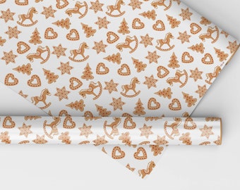 Gingerbread Rocking Horses and Cookies Gift Wrap