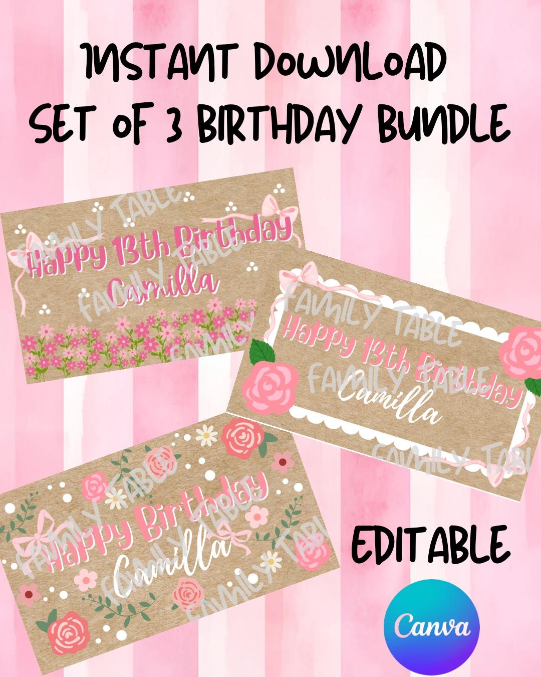 Floral Birthday Banner Template for Painting – Canva Template - Etsy