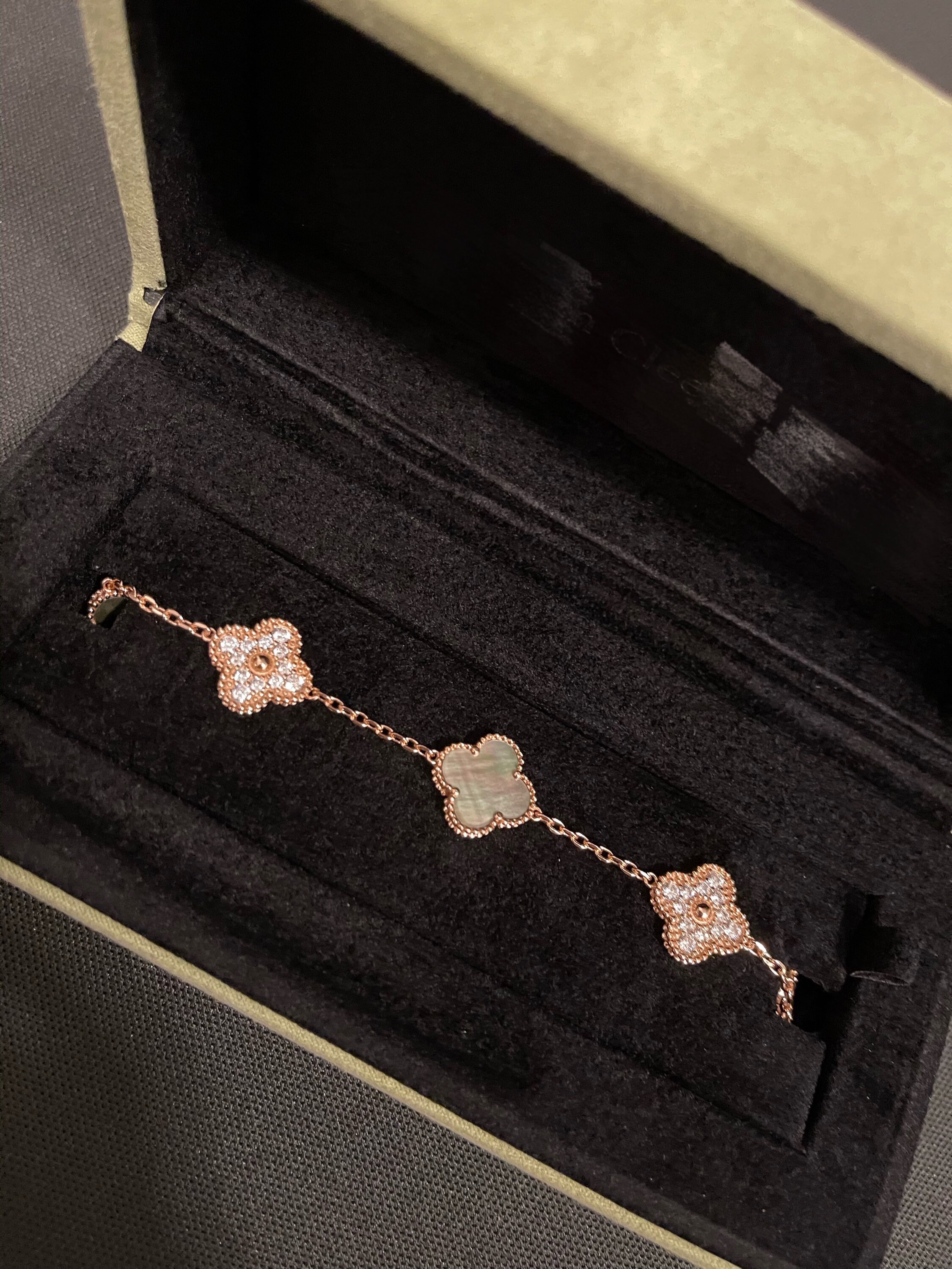 Van Cleef Inspired Bracelet 18k yellow gold plated with Dimond Etsy