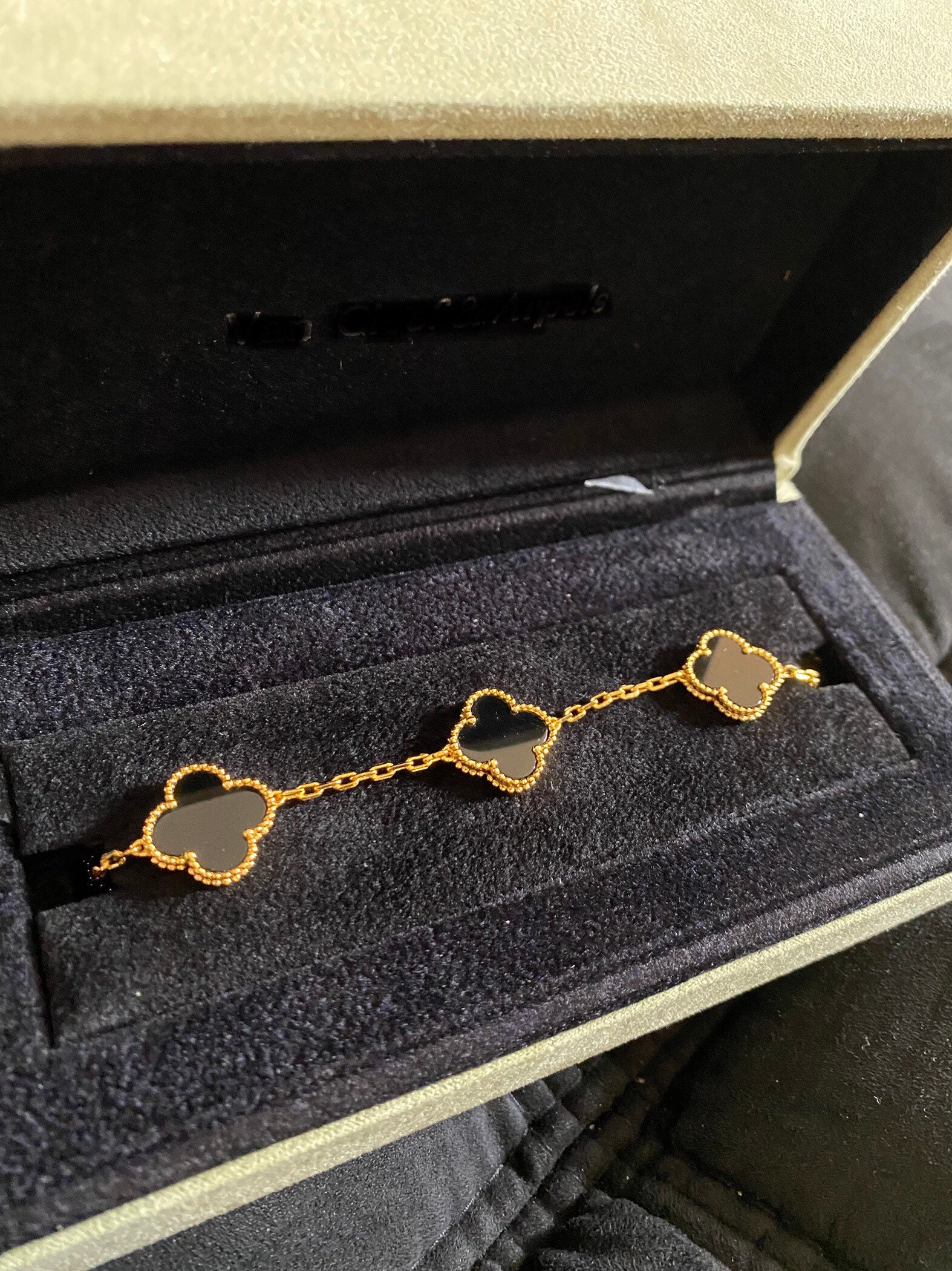 Van Cleef Inspired Bracelet 18k yellow gold plated with Dimond Etsy