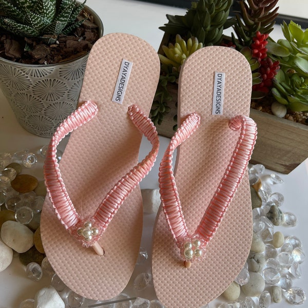 Pink Macrame Flip Flop