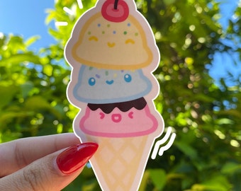 Pegatina de helado de tres bolas