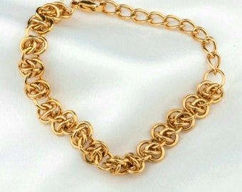 Epais bracelet en or femme, bracelet épais en or femme, bijoux en or femme, cadeau d’anniversaire pour femme, chaîne bracelet épais en or