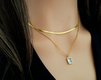 Double-row serpentine necklace, Multi-row mirror necklace, serpentine multi-row choker, serpentine chain, gift for her,