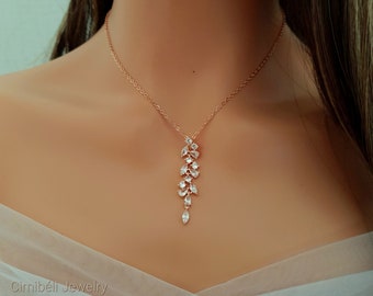 Collier or rose mariage, collier simple or rose mariée, collier demoiselle d’honneur, cadeau pour elle, bijoux mariage,collier femme or rose