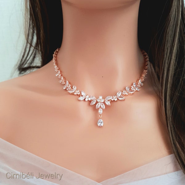 Collier de mariage, Collier de mariée cristal romantique,Collier soirée femmes, cadeau anniversaire,cadeau demoiselle d'honneur,cadeau femme