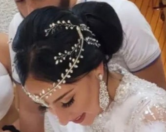 Bijoux de front de mariage, bijoux de tête de mariée, bijoux capillaire, accessoires de cheveux mariage, bandeau de cheveux mariage