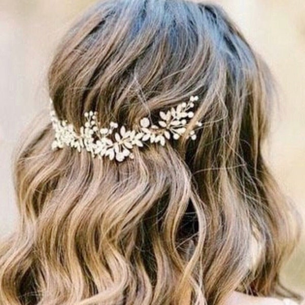 Pièce de cheveux mariage,peigne à cheveux or rose perles, accessoire de cheveux mariage, bijoux de cheveux mariage, pièce de cheveux mariage