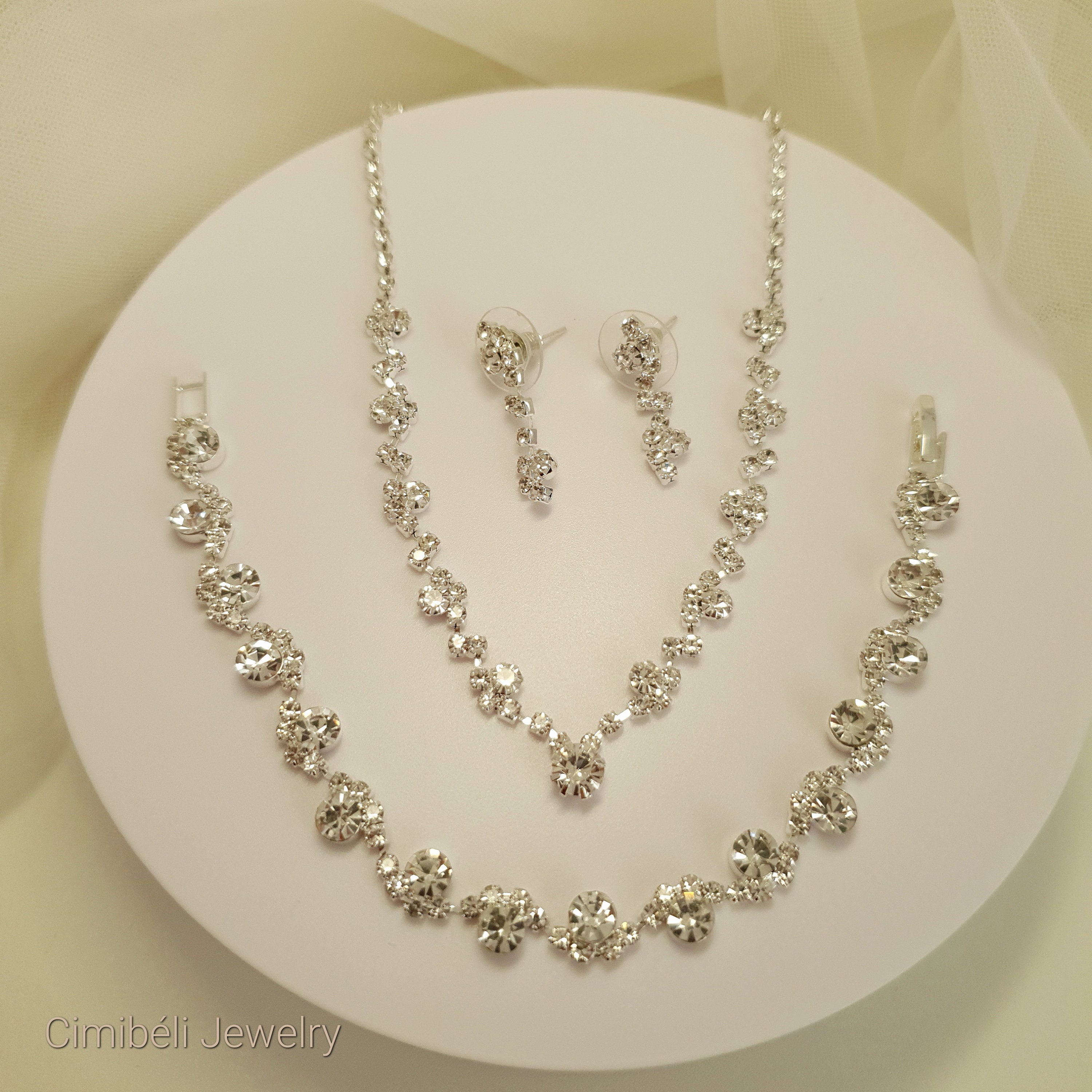 Simulated Diamond Wedding Jewelry Sets, Bridal Jewelry Set