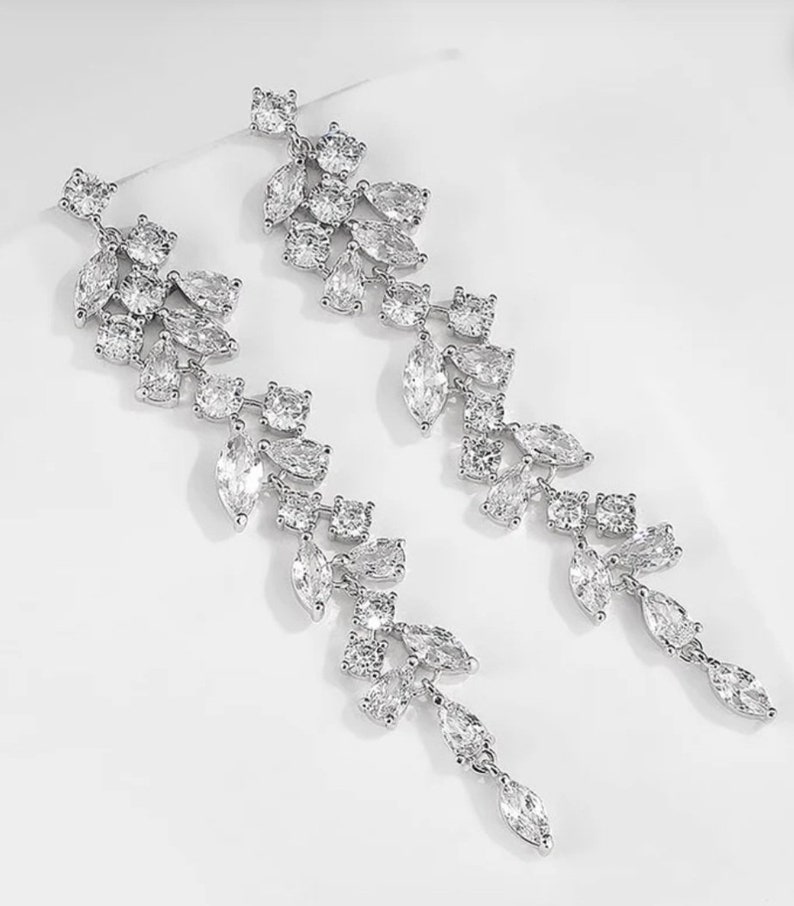 Rose gold bridal earrings, bridesmaid, gold chandelier earrings, wedding jewelry, bridal jewelry image 4