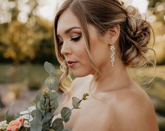 Rose gold bridal earrings, bridesmaid, gold chandelier earrings, wedding jewelry, bridal jewelry