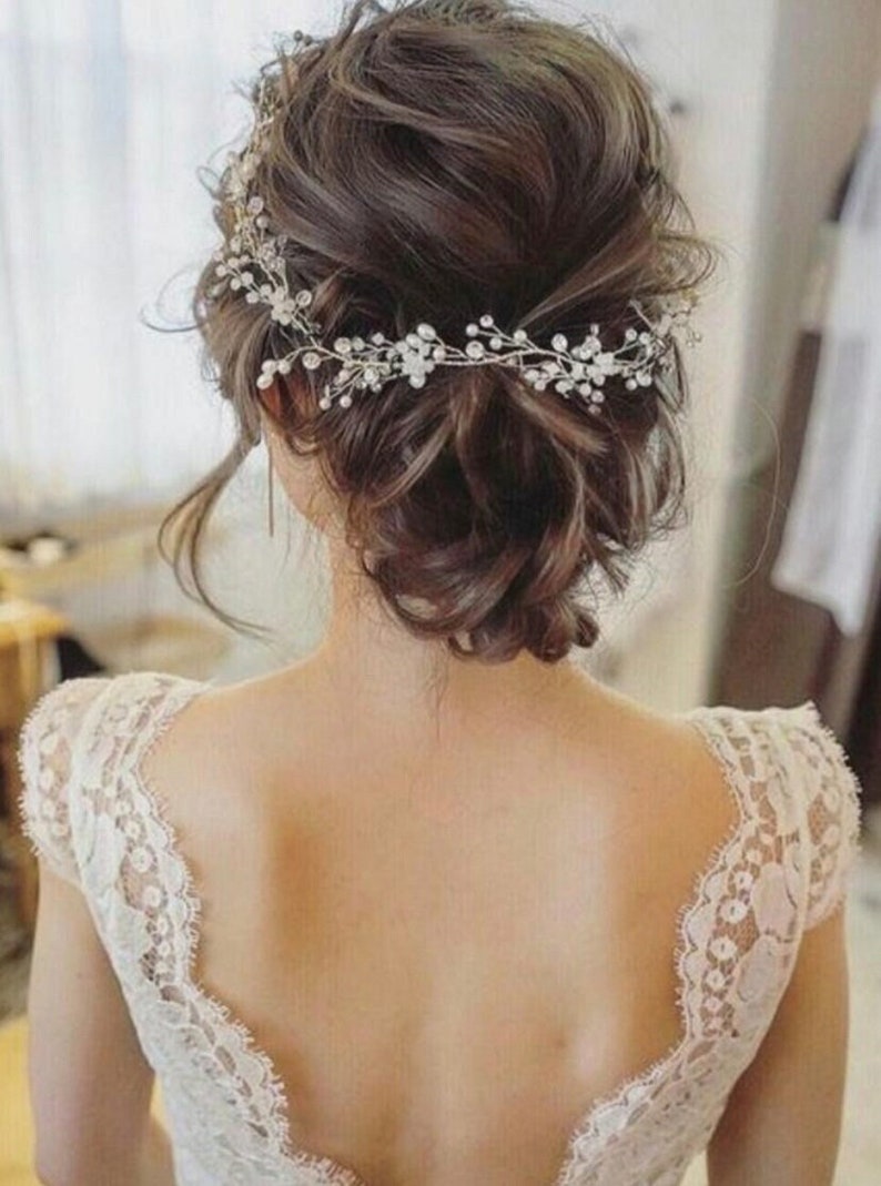 Vigne de cheveux de mariée, Vigne de cheveux, bandeau de mariée, bijoux de cheveux mariage,morceau de cheveux de mariée, accessoires mariage image 1