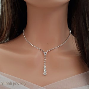 3 set ensembles collier de mariée diamant simulée CZ,Parure de bijoux mariage cristal, cadeau demoiselle d'honneur, cadeau pour elle,bijoux image 1