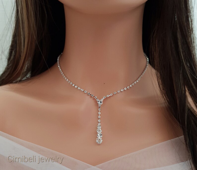 3 set ensembles collier de mariée diamant simulée CZ,Parure de bijoux mariage cristal, cadeau demoiselle d'honneur, cadeau pour elle,bijoux image 1