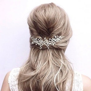 Pièce de cheveux mariage,peigne à cheveux or rose perles, accessoire de cheveux mariage, bijoux de cheveux mariage, pièce de cheveux mariage image 3