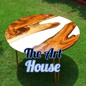 Epoxy Table, dining, center table top Live Edge Walnut Table, white  Epoxy Resin River Table, Natural Wood, dining table, SIZE 30 INCHES