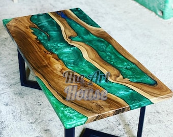 Epoxy River Table | Wood & Resin Tabletop | Custom Dining or Coffee Table | Rustic Handmade Furniture