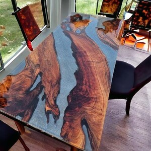 Epoxy Table, dining, center table top Live Edge Walnut Table , Epoxy Resin River Table, Natural Wood ,dining table ,epoxy resin table,
