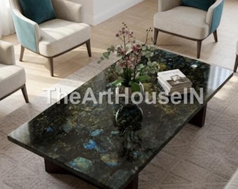 Luxe donkergroene kristallen tafel handgemaakte edelsteenplaat console elegant interieur groene agaat edelsteen exclusieve natuursteen moderne huizen