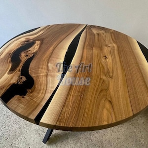 Epoxy Table,dining, Side, center table top Live Edge Walnut Table, Black, Epoxy Resin River Table, Natural Wood, dining table, Size 30x36Inc