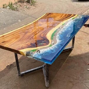Luxury Ocean Resin Table Top – Handcrafted Epoxy Art Furniture | Coastal Elegance, Beach-Inspired Décor, Executive Statement Piece