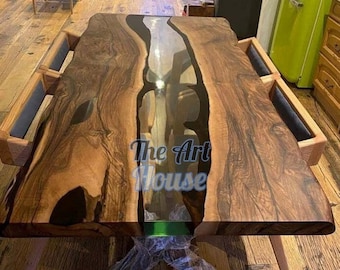 Luxury Epoxy Table, Live Edge Wooden Table , clear Epoxy Resin River Table, Natural Wood ,Dining table, Natural Epoxy Table, Resin Table