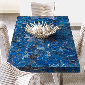 Stolik kawowy Blue Agate, stolik z agatu, kamienny stół jadalny, stolik konsolowy Blue Agate, stół jadalny Blue Agate, stolik z agatu, blat z agatu