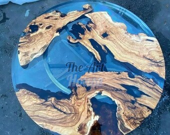Round  Wood Table With Resin, Round Decor Epoxy Clear Table, Round Coffee Table, Round Edge Coffee Table, Round Epoxy Table Top