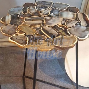 Agate Table Top | Coffee Table, Center Table, Dinning Table, Eating Table, Agate Breakfast Round Table, Natural Agate Home Decor Furniture