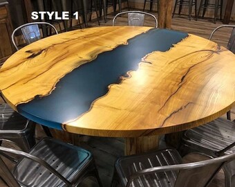 Epoxy Table, dining, center table top Live Edge Walnut Table ,round  Epoxy Resin River Table, Natural Wood ,dining table